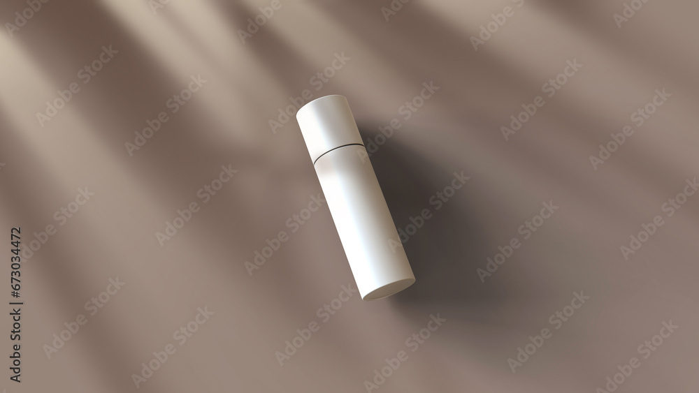 Poster a cosmetics mock-up file through 3d rendering, simple yet tasteful and harmonious background for the