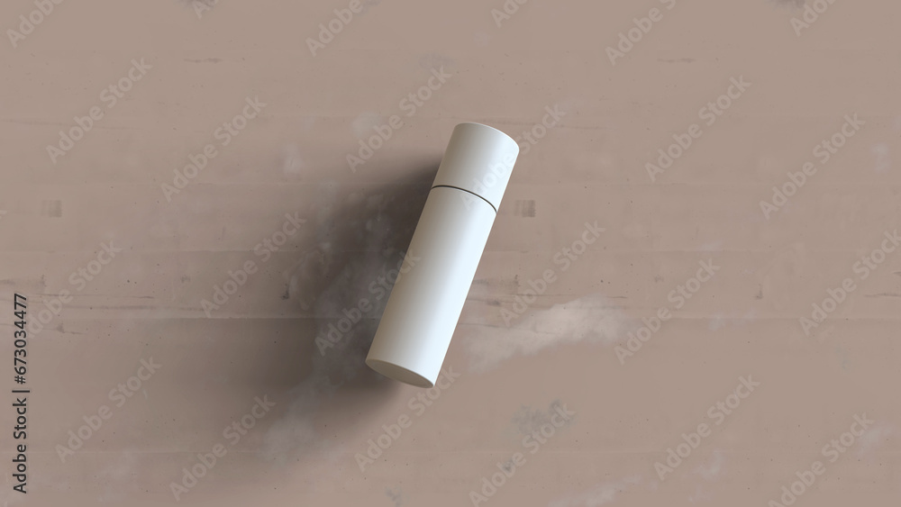 Poster a cosmetics mock-up file through 3d rendering, simple yet tasteful and harmonious background for the