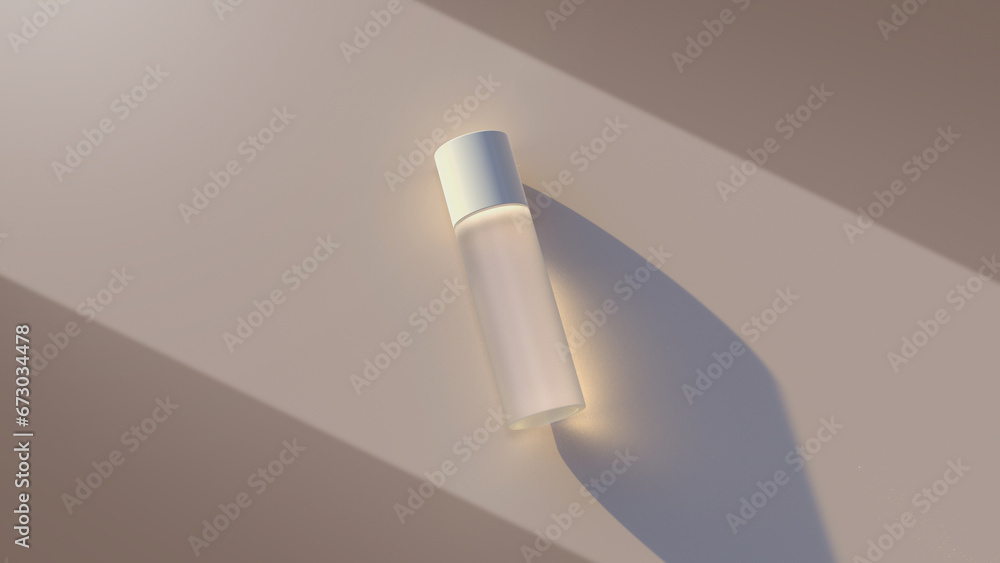 Aufkleber a cosmetics mock-up file through 3d rendering, simple yet tasteful and harmonious background for the