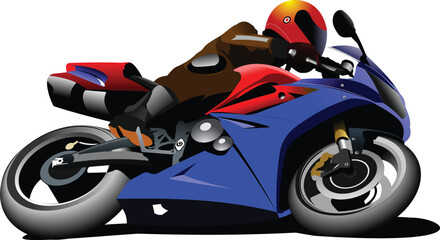 Motorcycle on the road. Biker. Vector illustration