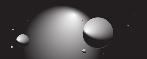 Abstract sphere and circle in the black and white cosmic background