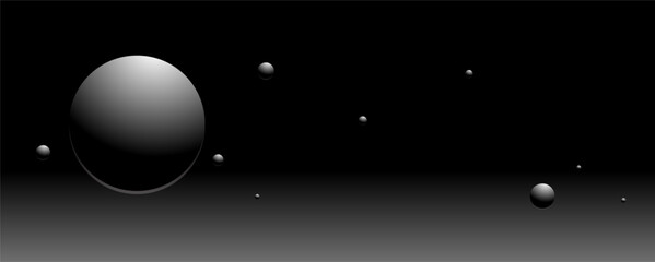 Abstract sphere and circle in the black and white cosmic background