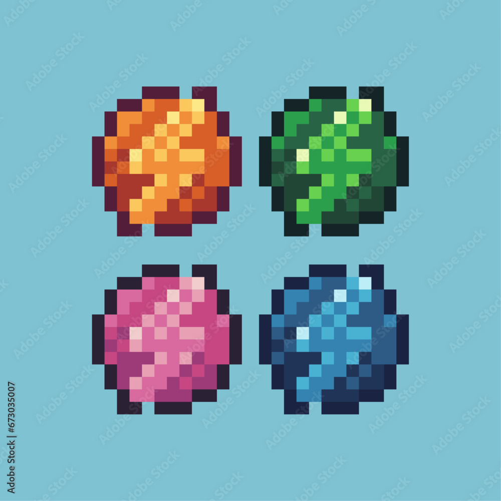 Fototapete pixel art sets of thunder sign with variation color item asset. simple bits of lighting sign icon pi