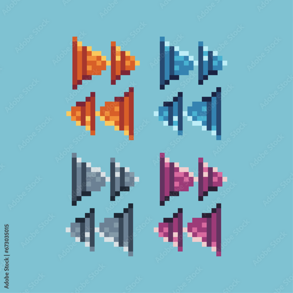 Fototapete pixel art sets of fast forward sign with variation color item asset. simple bits of fast forward sig