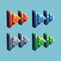 Isometric Pixel art 3d of fast forward for items asset. Fast forward sign on pixelated style.8bits perfect for game asset or design asset element for your game design asset.