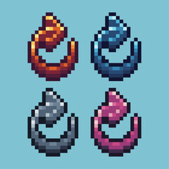 Fototapeta premium Pixel art sets of redo with variation color item asset. Simple bits of redo sign pixelated style. 8bits perfect for game asset or design asset element for your game design asset.