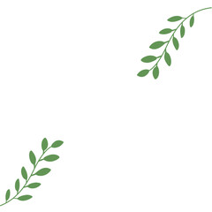 Frame Corners with Green Leaves or Foliage Vector Illustration