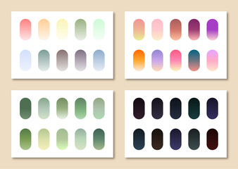 vector collection of pastel, soft, nature, and dark color gradient palette 