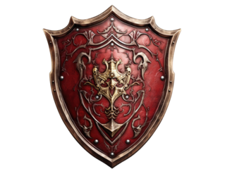 Medieval Knight's Shield Isolated on Transparent or White Background, PNG