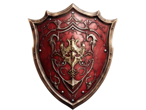 Medieval Knight's Shield Isolated on Transparent or White Background, PNG - Powered by Adobe