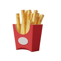 French fries potato chips in red paper box