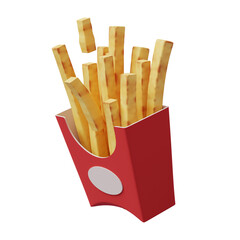 French fries potato chips in red paper box