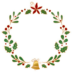Christmas wreath floral frame , New year wreath frame ,  Celebration Frame , Christmas frame , New year frame, gift floral wreath design ,decorative wreath fram png transparent background illustration