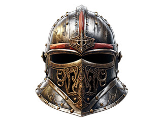Knights Helmet with Visor Down Isolated on Transparent or White Background, PNG