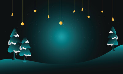 Background of christmas tree with stars green in behind