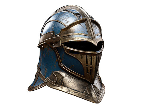 Knights Helmet with Visor Down Isolated on Transparent or White Background, PNG