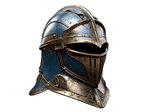 Knights Helmet with Visor Down Isolated on Transparent or White Background, PNG