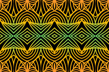 Luxurious colourful gradient mix pattern of modern Chinese oriental Java traditional classic borneo flowers circle flowers art