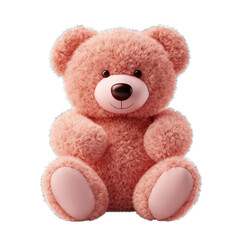 Cuddly Teddy Bear with Heart Isolated on Transparent or White Background, PNG