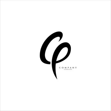 CP initial handwriting logo. Monogram letter signature vector
