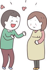 よろこぶ男性と妊娠した女性