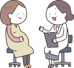 問診する女医と妊婦