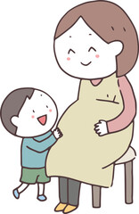 妊娠したママとよろこぶ男の子