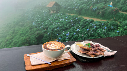 Winter travel relaxation vacation concept, Thailand mon jam morning landscape