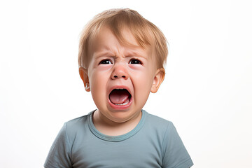 a baby crying isolated on white background