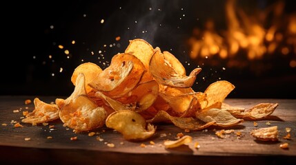 Bbq chips bring a hot and bold flavor explosion - obrazy, fototapety, plakaty
