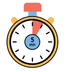 Stopwatch Countdown in 5 Minute, Timer and Clock Icon Design