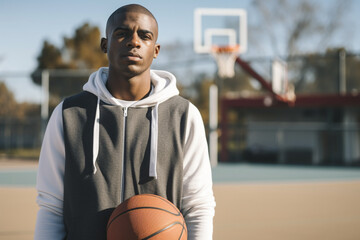 Close-up of man with basketball ball at sports field
