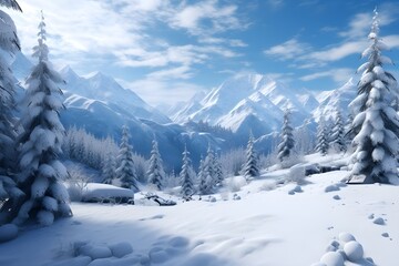 A pristine, snow-covered winter wonderland.
