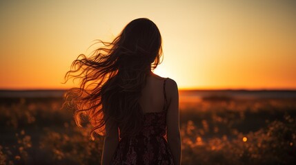 Fototapeta premium Silhouette poised against the sunset sky
