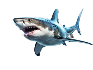 Fierce Shark Showing Teeth Isolated on Transparent or White Background, PNG
