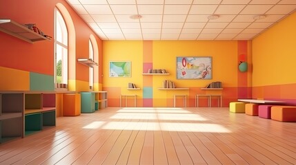 Colorful school room furniture background
