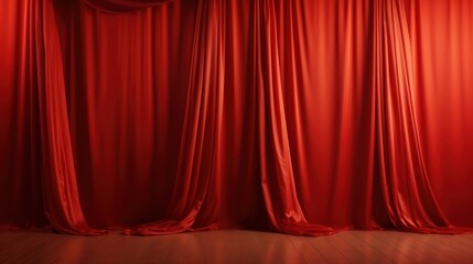 Red drapes hang gracefully, infusing the room with warmth