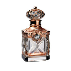Elegant Perfume Bottle with Crystal Stopper Isolated on Transparent or White Background, PNG