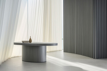 Interior room composition with modern wall panels and minimal decoration