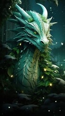 Naklejka na ściany i meble Christmas Background for smartphone with dragon, frame, banner. New Year.