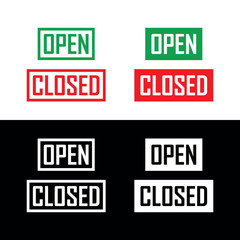 A set of stickers or icons "OPEN" and "CLOSED". Print for a sign or pointer.