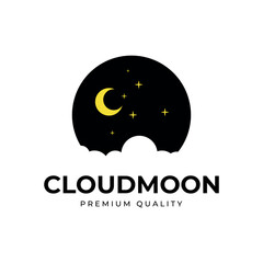 cloud and moon logo vector simple illustration template icon graphic design