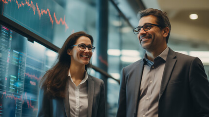 Portrait of Successful USA Business Professionals Discussing Financial Market Trends in Corporate Office Meeting Men Women