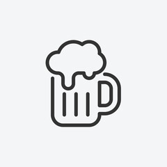 Mug of frothy beer. Simple vector icon