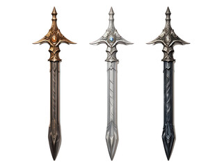 Set of Knight Swords Isolated on Transparent or White Background, PNG