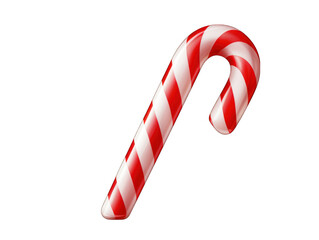 Candy Cane with Red and White Stripes Isolated on Transparent or White Background, PNG