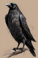 Fototapeta premium a full body sketch of a strong black raven