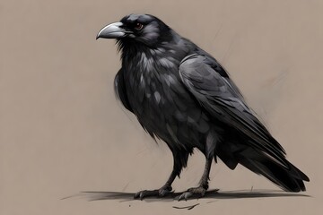 Fototapeta premium a full body sketch of a strong black raven