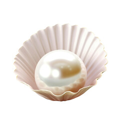 shiny pearls in shell isolated on transparent background cutout