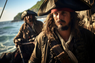 Fototapeta premium 海賊の黄金時代における海賊船の船長